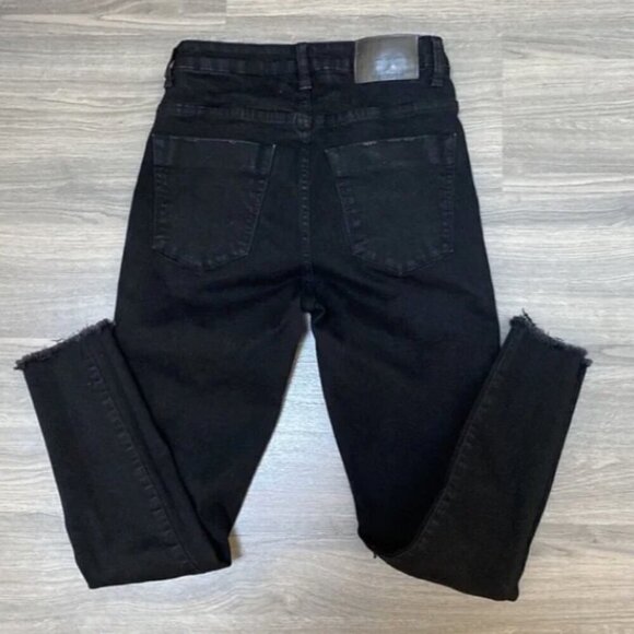 ONE TEASPOON Freebirds Ii High Waist Stretch Black 2 knee-rips Fit Leg R 26 US4 - Picture 13 of 16